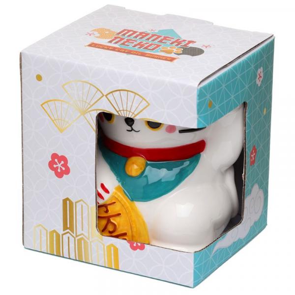 Maneki Neko weisse Glückskatze Duftlampe aus Keramik
